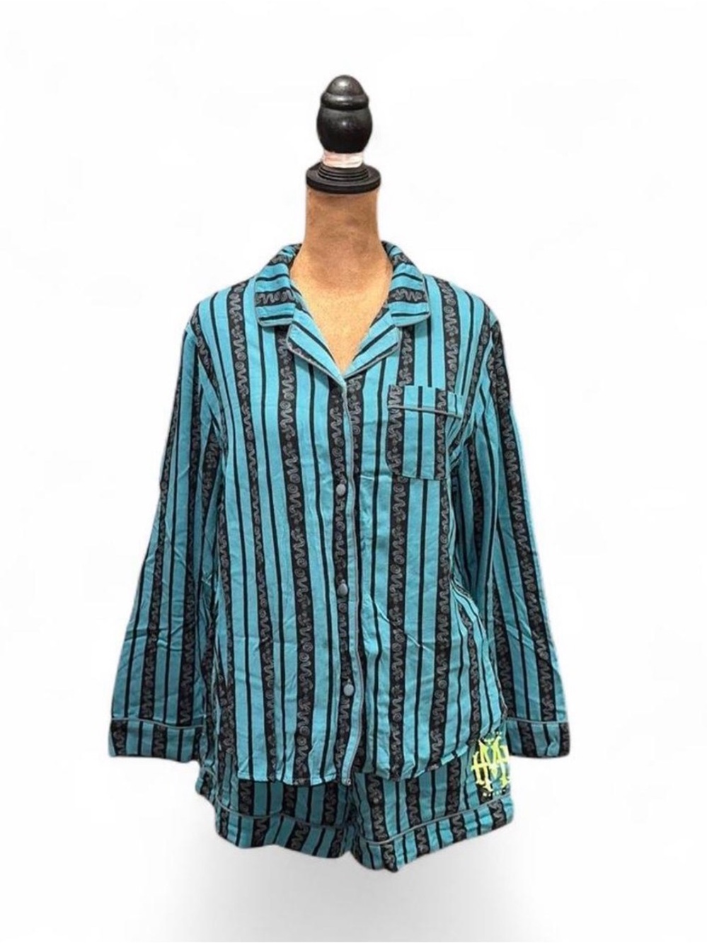 Teal and Black Striped Haunted Mansion Disney Disneyland Pajama Set Medium